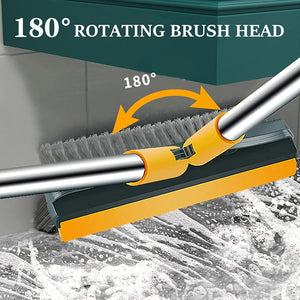 3 in 1 Height Adjustable Multipurpose Cleaning Brush with Wiper, 180° Rotate