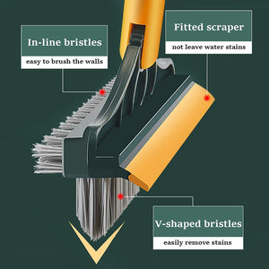 3 in 1 Height Adjustable Multipurpose Cleaning Brush with Wiper, 180° Rotate