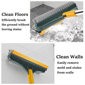 3 in 1 Height Adjustable Multipurpose Cleaning Brush with Wiper, 180° Rotate
