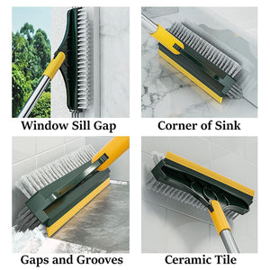 3 in 1 Height Adjustable Multipurpose Cleaning Brush with Wiper, 180° Rotate