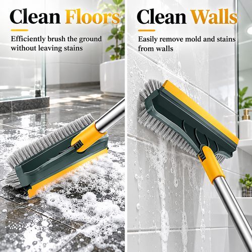 3 in 1 Height Adjustable Multipurpose Cleaning Brush with Wiper, 180° Rotate