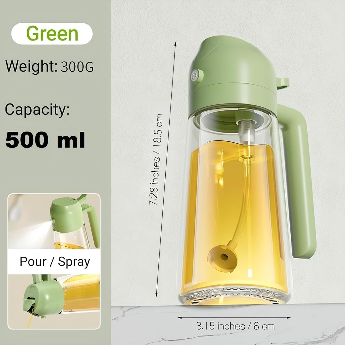 2-in-1 500ml Oil Dispenser & Spray Bottle