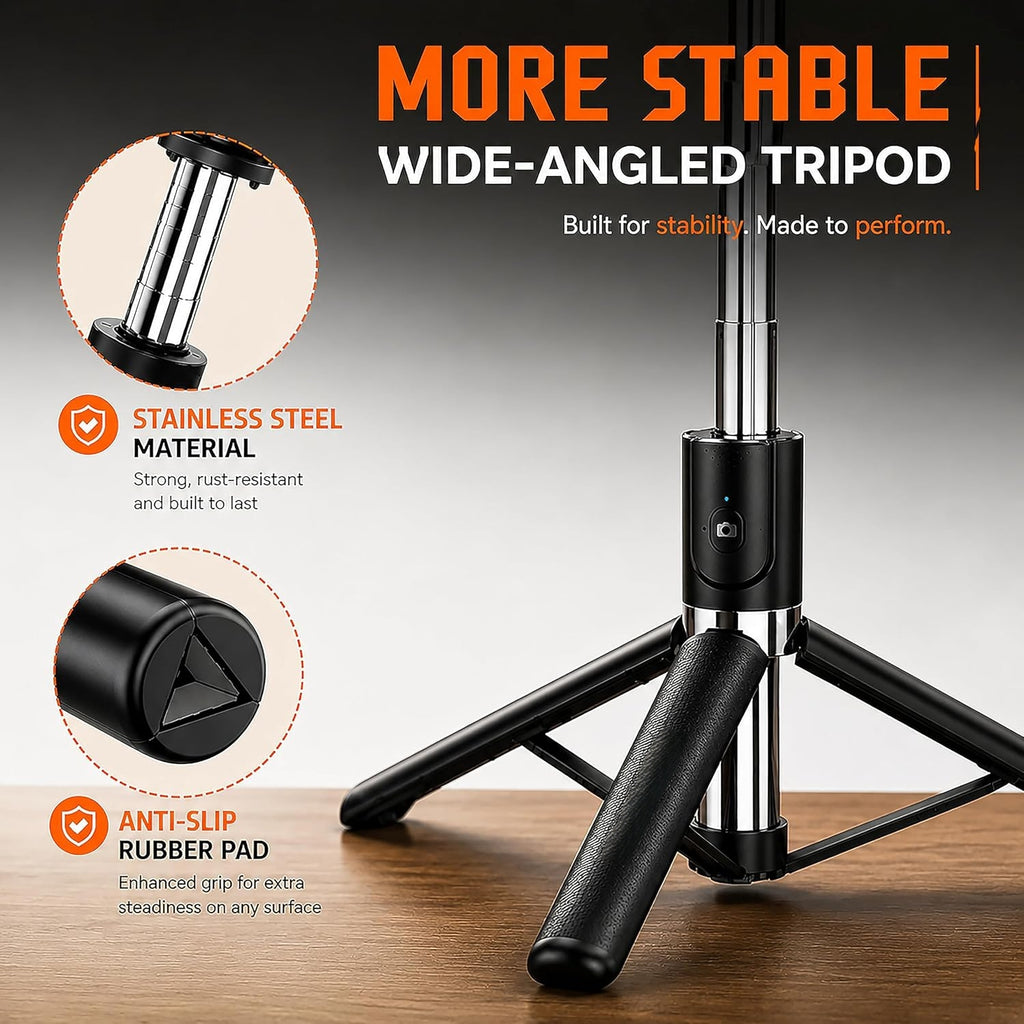 3-in-1 Bluetooth Selfie Stick & Tripod with LED Light 67 inch /170CM