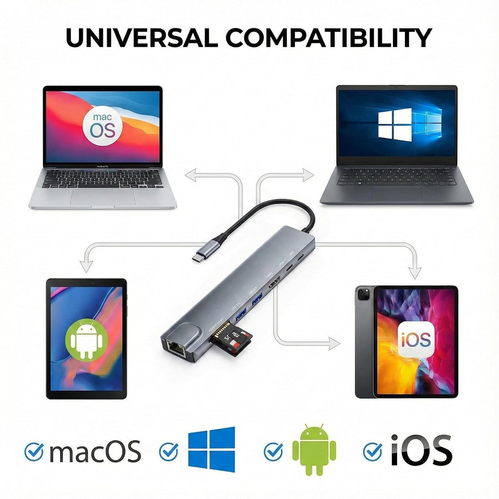 8-in-1 USB-C Multiport Hub & Docking Station