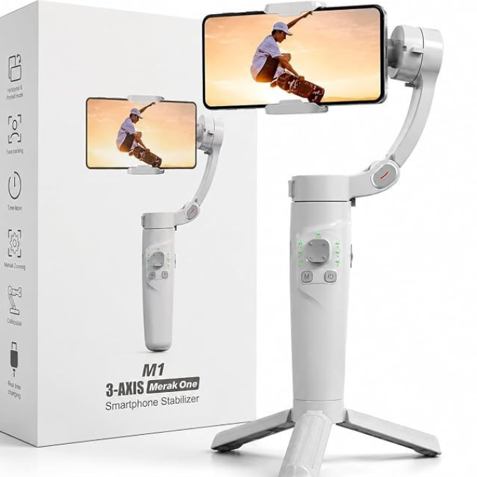 M1 3-Axis Gimbal Stabilizer for Mobile with Built-in Extension Rod & Tripod