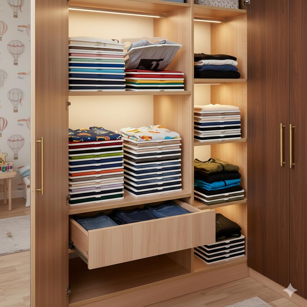 Stackable Clothes Organizer & Closet Storage Tray Set (10-Pack)