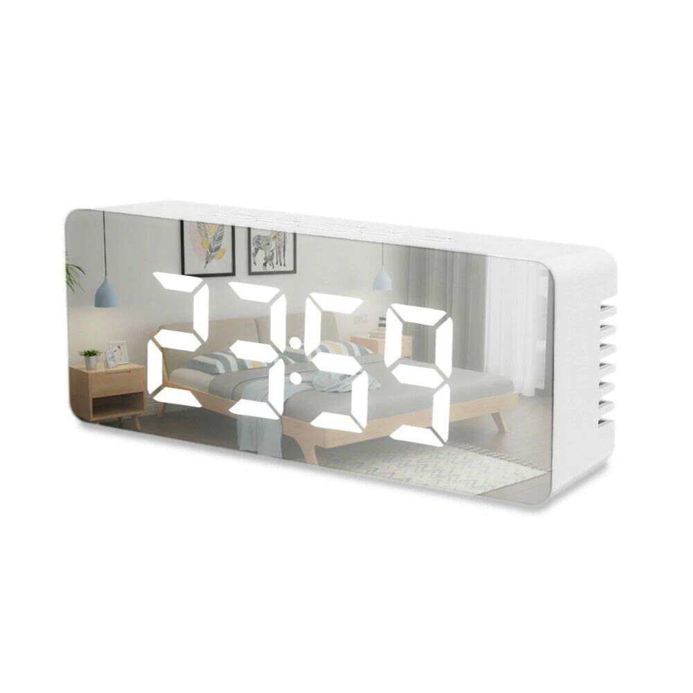 Modern LED Mirror Digital Alarm Clock & Temperature Display