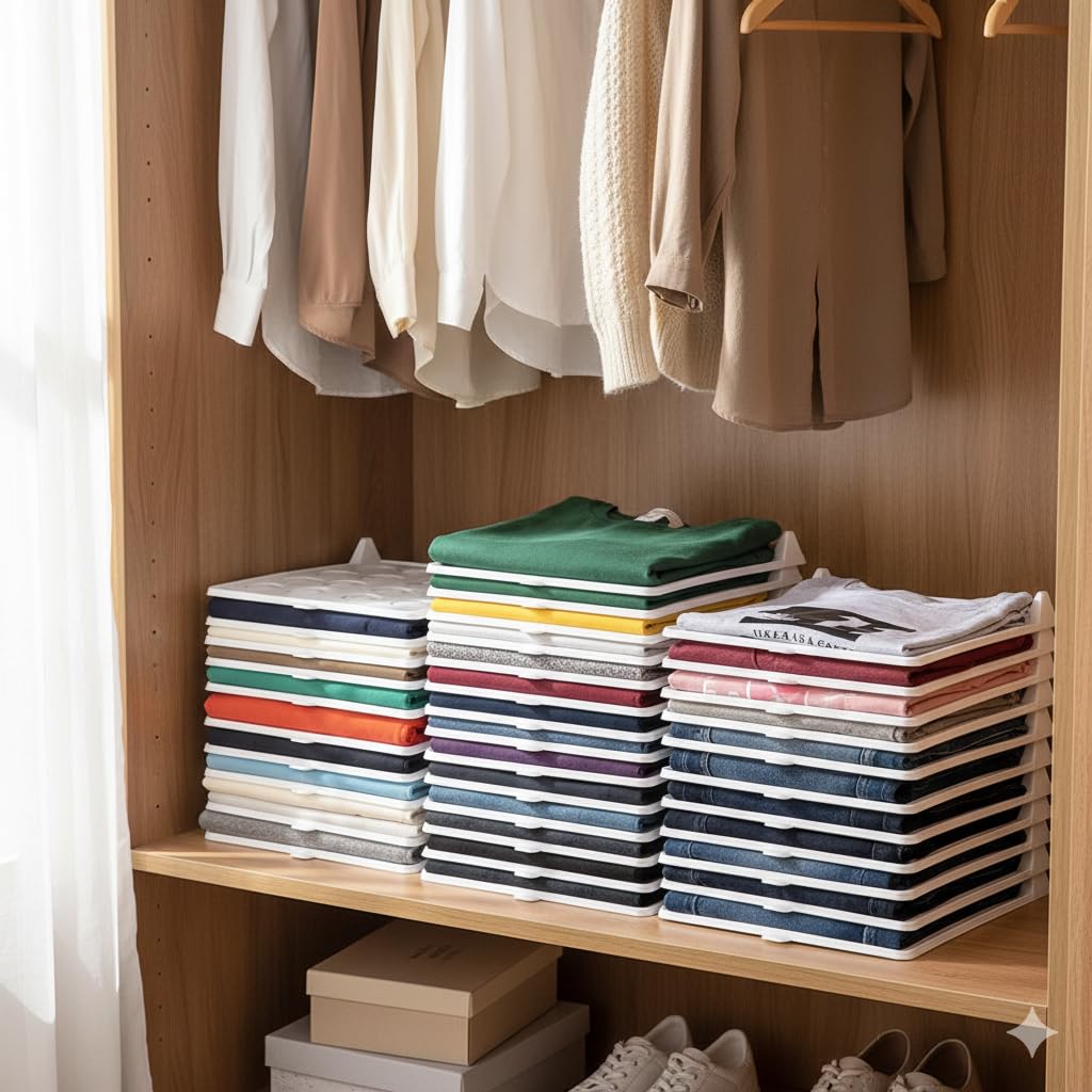 Stackable Clothes Organizer & Closet Storage Tray Set (10-Pack)