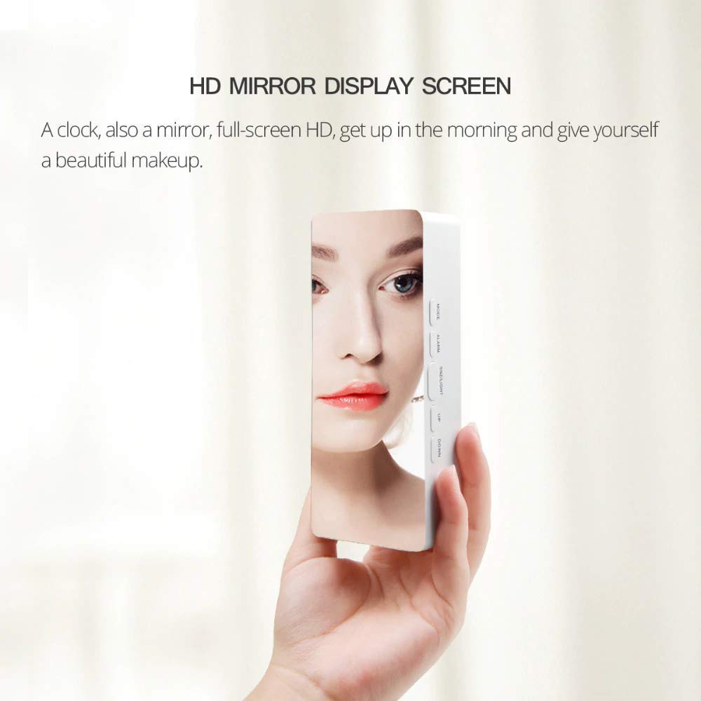 Modern LED Mirror Digital Alarm Clock & Temperature Display