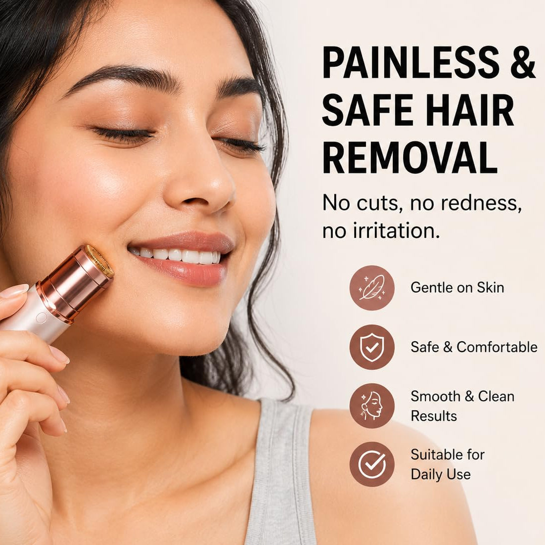 2-in-1 Painless Facial Hair Remover with LED Light & Type-C Charging