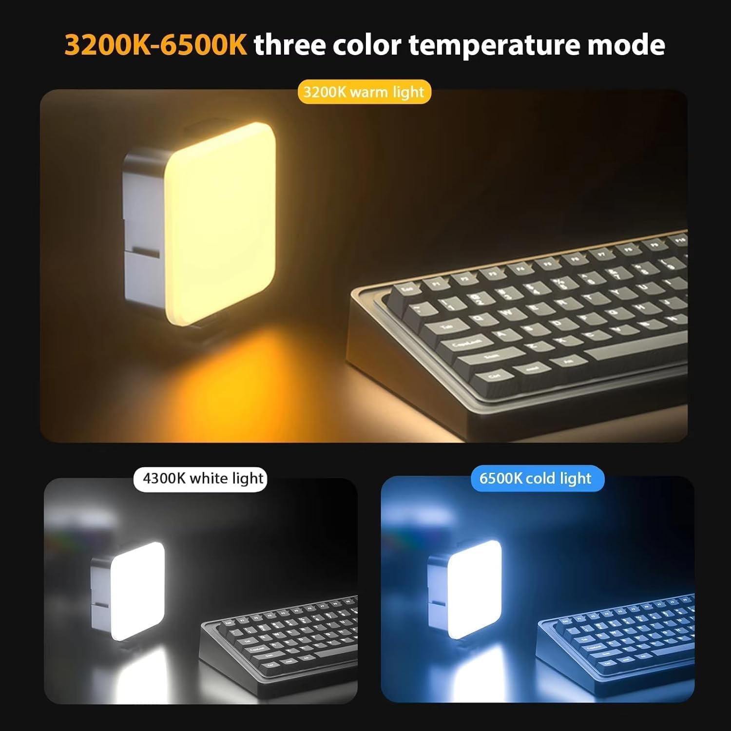 Portable RGB LED Video Light & Universal Camera Clip