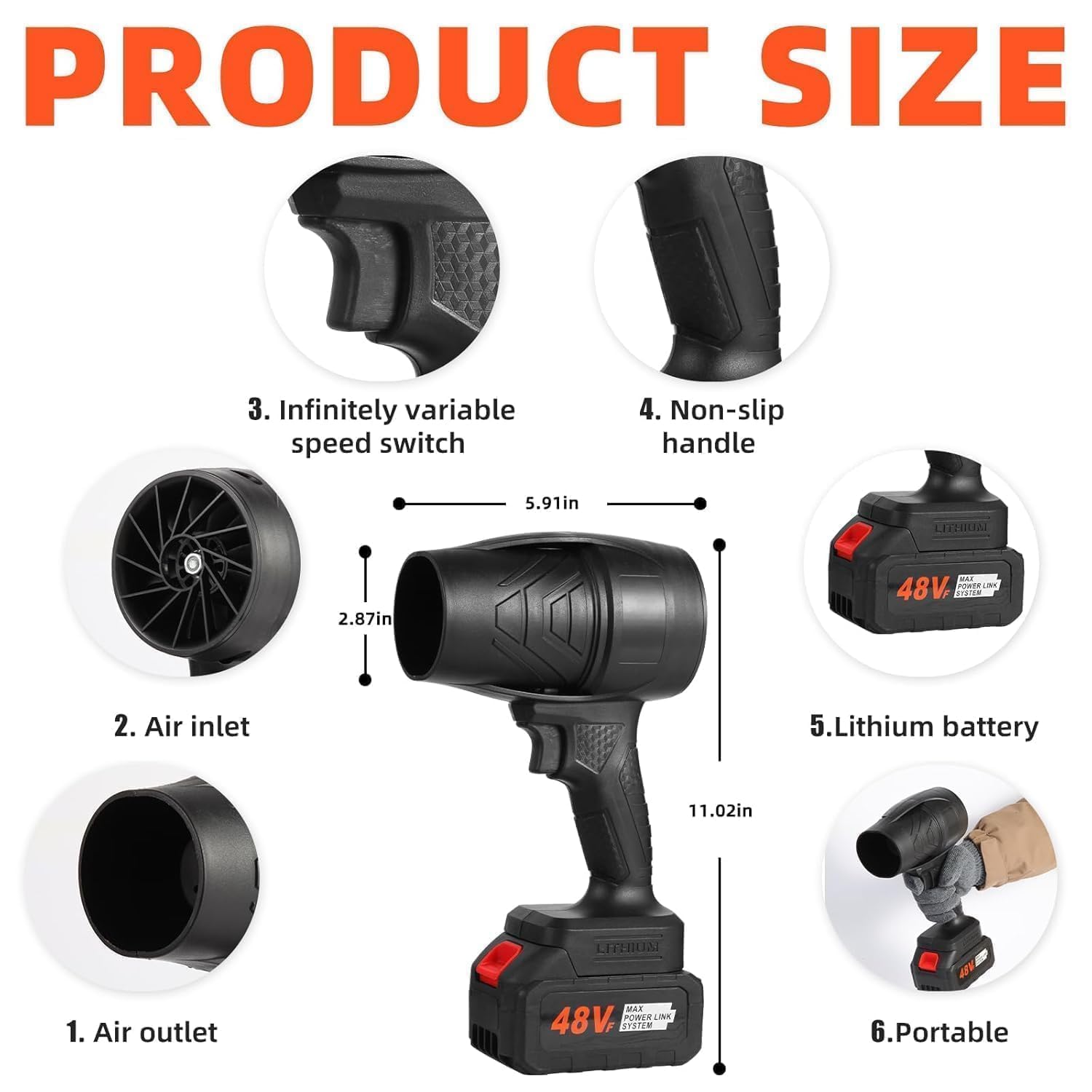 Cordless High-Power Electric Air Duster & Multipurpose Handheld Blower Rechargeable
