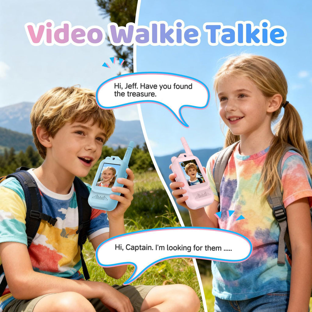 Interactive Kids Video Walkie Talkies – 2-Way Live Camera, Voice Effects & 1000ft Range (2-Pack)