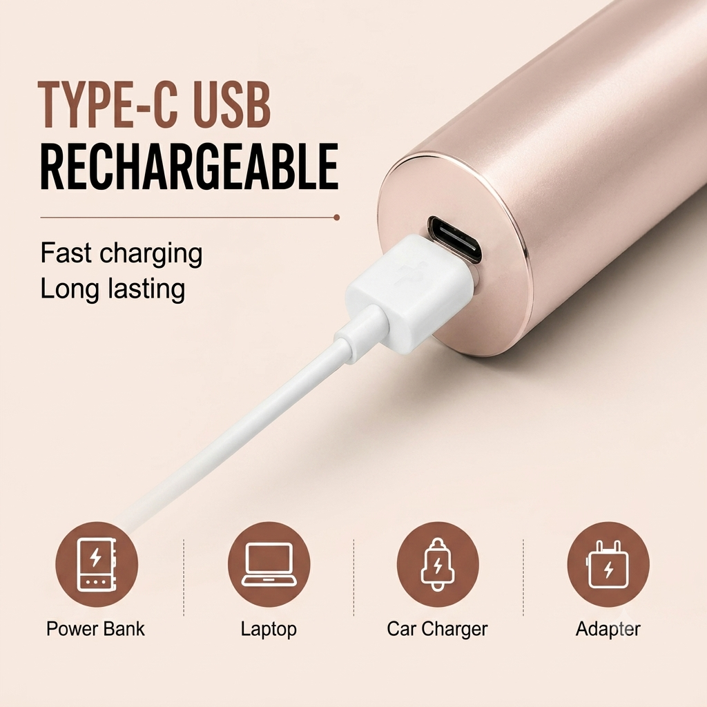2-in-1 Painless Facial Hair Remover with LED Light & Type-C Charging