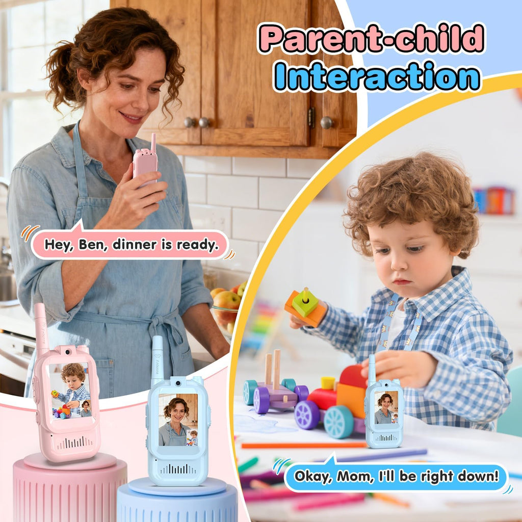 Interactive Kids Video Walkie Talkies – 2-Way Live Camera, Voice Effects & 1000ft Range (2-Pack)