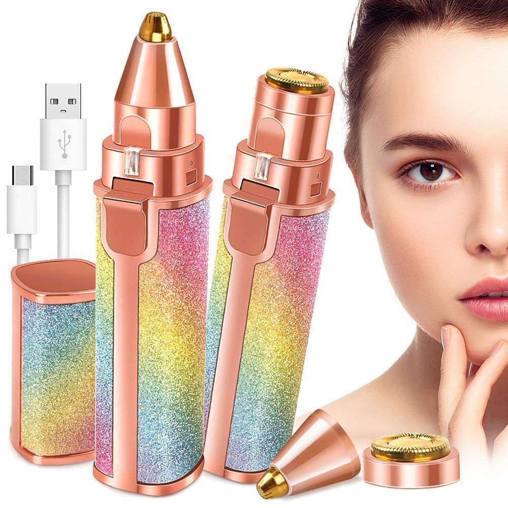 2-in-1 Painless Facial Hair Remover with LED Light & Type-C Charging