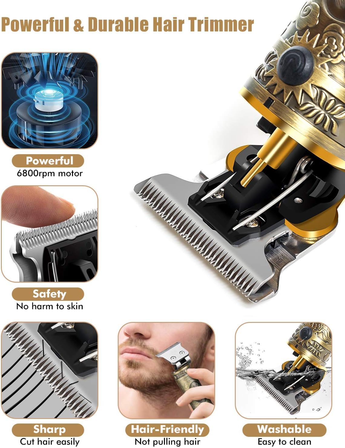 Professional Vintage T9 Hair & Beard Trimmer with LCD Display