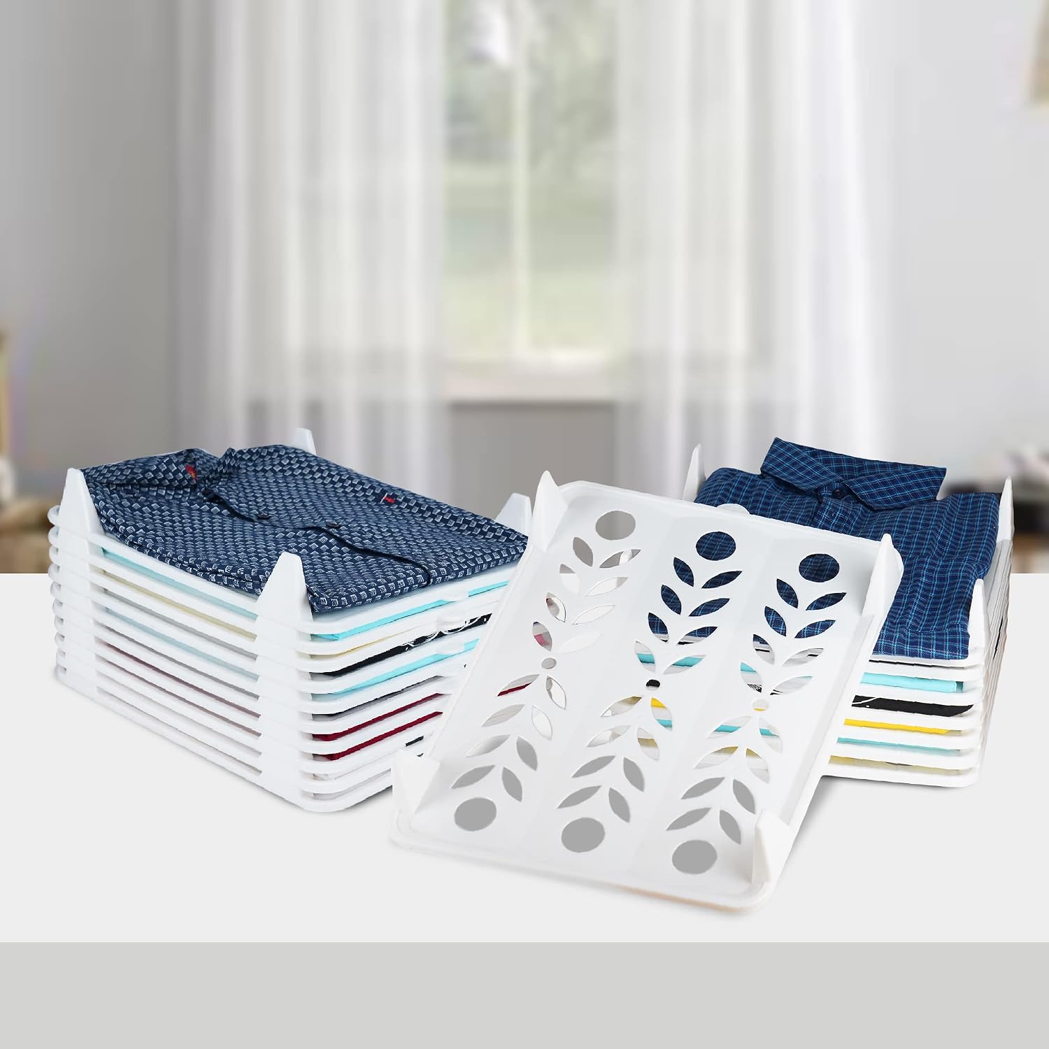 Stackable Clothes Organizer & Closet Storage Tray Set (10-Pack)