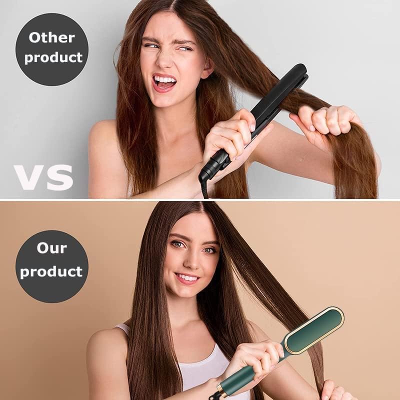 3-in-1 Ceramic Hair Straightening Brush for Women | Ionic Anti-Frizz Electric Straightener Comb