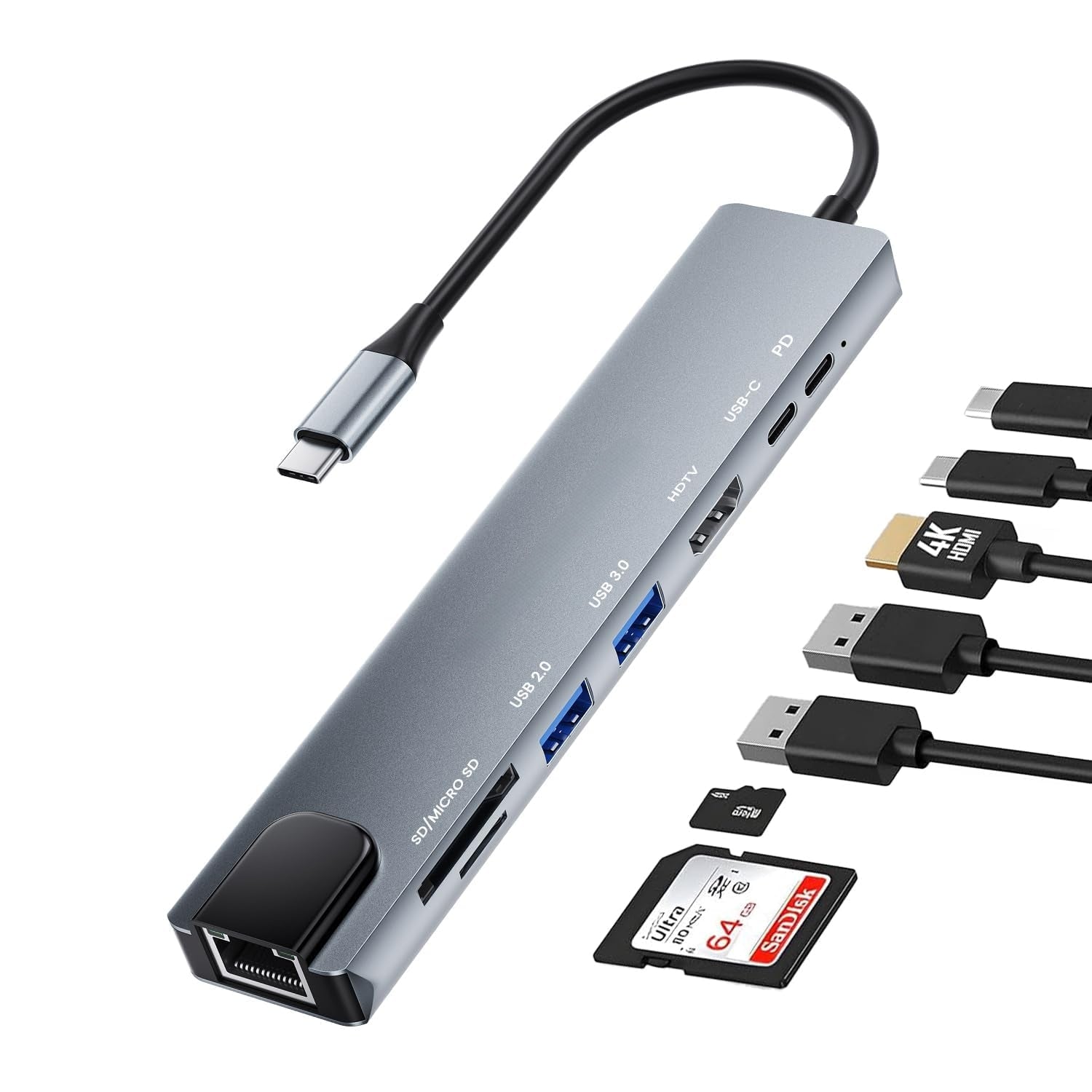 8-in-1 USB-C Multiport Hub & Docking Station